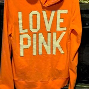 Very bright orange color. Comfy cuddle hoodie